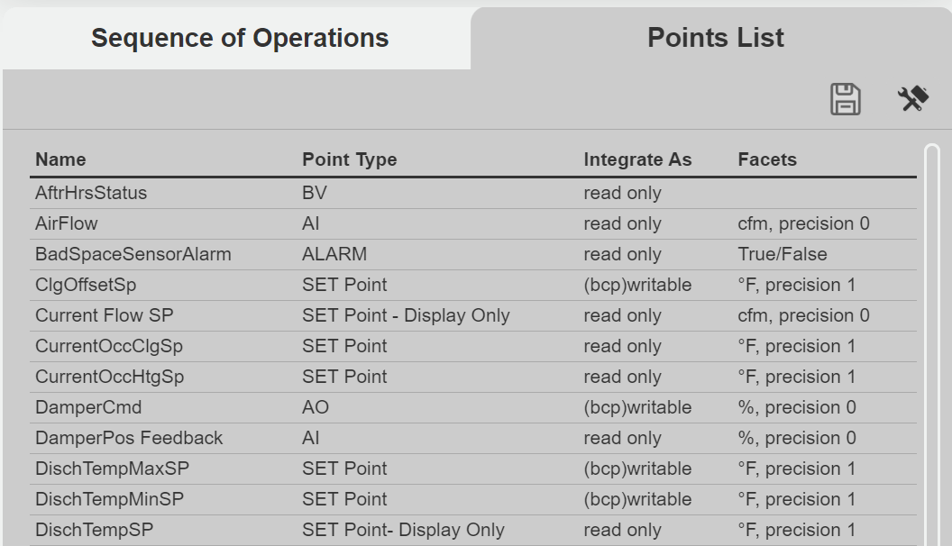 Points List Screenshot
